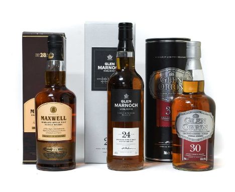 Glen Orrin 30 Years Old Blended Scotch Whisky, Special Reserve, 40% vol 700ml (one bottle), Glen Marnoch 1988 24 Years Old Sp