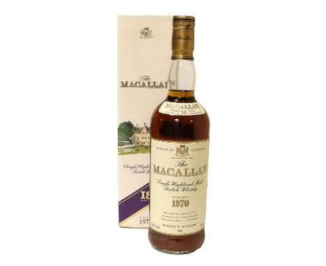 The Macallan 18 Years Old Single Highland Malt Scotch Whisky, distilled 1970, bottled 1988, 43% vol 75cl, in original cardboa