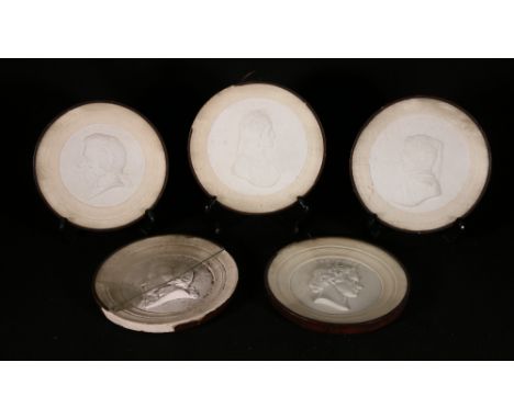 Victorian set of five plaster portrait plaques of Mozart, Beethoven and others (7)