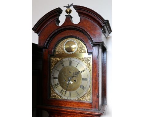 George III oak longcase clock, by Becket of Sedgefield, the 12 inch brass dial with plaque inscribed "Thomas and Mary Horsley
