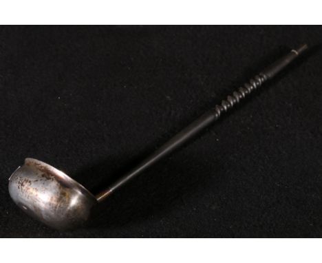 Silver toddy ladle with whalebone handle, hallmarks for 1977