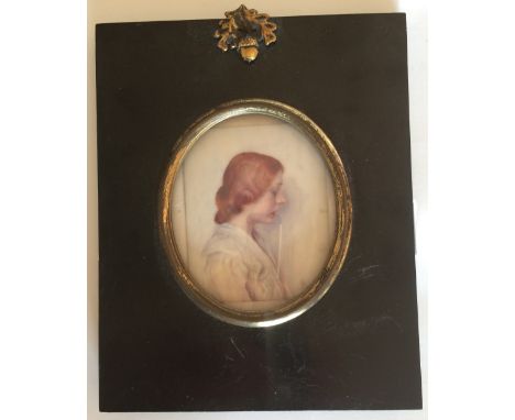 LS , Possiblly Lillie(Lilly) Stein
Late 19th century portrait miniature of a woman in a white dress, bust length
Watercolour 