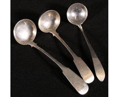 Silver toddy ladle, fiddle pattern by Alexander Cameron Dundee (C, thistle, pot of lilies, AC) another, by R & R Keay Perth (