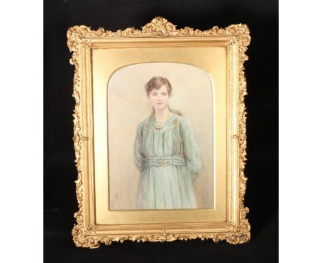 L S (Possibly Lillie (Lily) Stein)
Portrait of a girl in a blue dress
Watercolour, monogram lower left, 25cm x 18cm