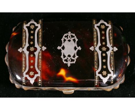 19th century tortoiseshell purse with silver and mother of pearl inlay and accordion interior