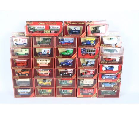 Matchbox Models of Yesteryear - 34 boxed Matchbox MOYs in red boxes. Lot includes Y27 Foden C Type Wagon &amp; Trailer 'Frase