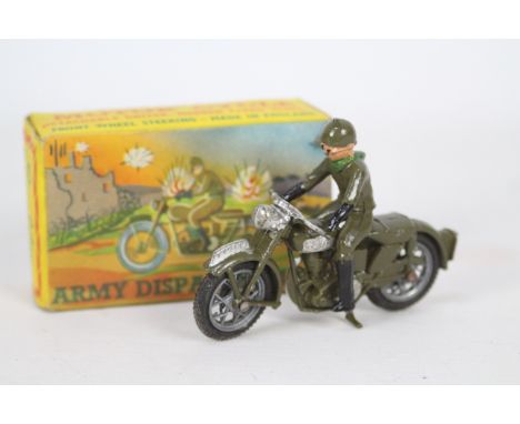Benbros - A boxed Benbros Qualitoy Army Dispatch Rider Motorcycle. The model shows light signs of age and play use and appear