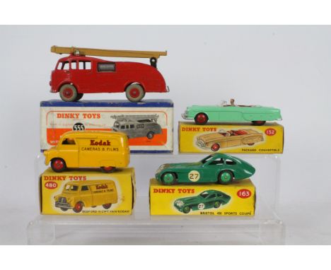 Dinky - 4 x boxed Dinky models, Commer Fire Engine # 555, Bristol 450 Sports Coupe # 163, Bedford CA Kodak van # 480 and a Pa