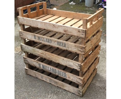 Five vintage fruit wooden fruit trays, each 77x44cm 