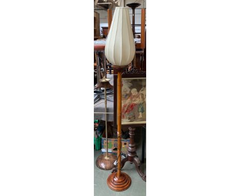 A bamboo standing lamp with tulip shade, overall height 178cmH 