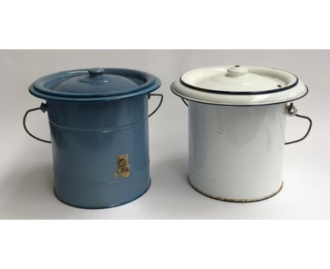 Two French enamel slop buckets, each approx. 29cmH 