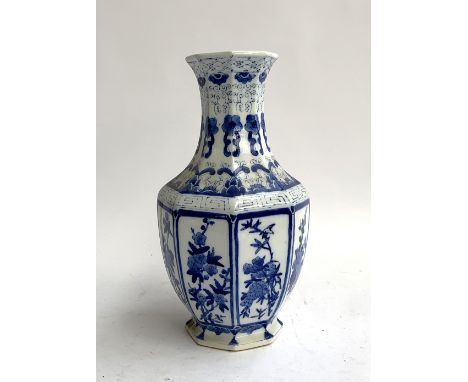A Chinese blue and white vase, with drilled light fitting hole to base, 36cmH