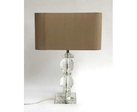 A lucite table lamp with rectangular shade 