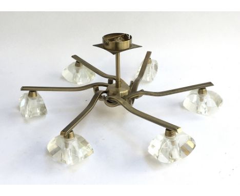 A 'Mantra' brushed metal and lucite six arm ceiling light, approximately 58cmD 