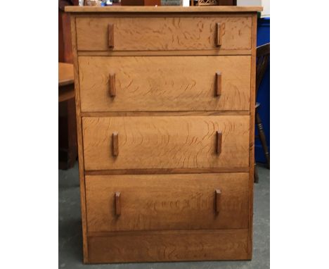 A mid century light oak chest of four graduating drawers, 76x48x108cmH 