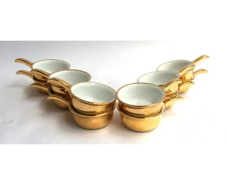 A set of 12 Royal Worcester gilt fireproof ramekins 