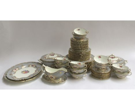 A Coalport 'Osborne' dinner service, hand painted floral design, to include tureens (2), dinner plates (12), side plates (12)