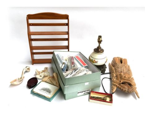A mixed lot to include The International Spoon Collection; Rosenthal Rockafeller dish; Spice rack; decortive brass key; carve
