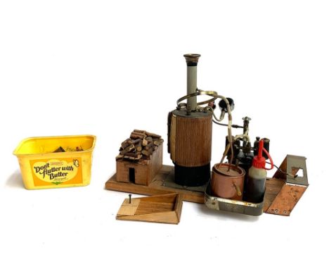 A scale model steam engine with accessories, 28cmH 