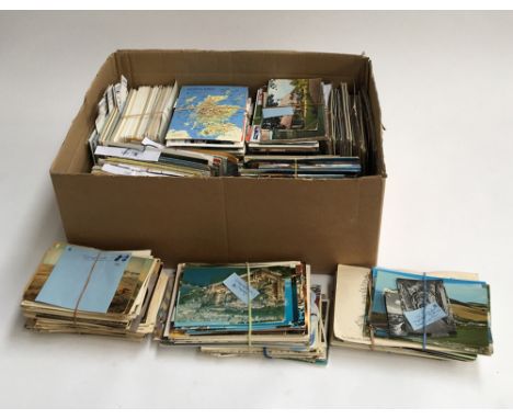 A large box of vintage postcards, various subjects, Wales, London, Channel Islands, Birds, Scotland, Hebrides etc 