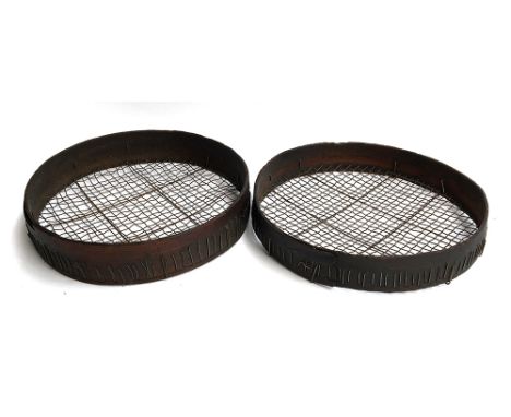 A pair of vintage wooden soil sifters/garden riddles 