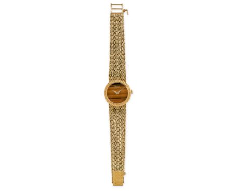CHOPARD, A TIGER'S EYE WATCH, CIRCA 1980 17 Jewel manual winding movement, woven mesh strap  Polished tiger's eye dial Stampe