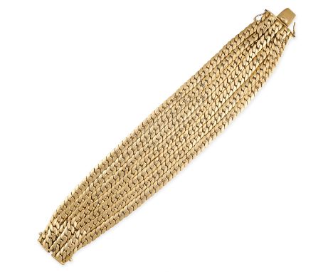 TIFFANY & CO, A VINTAGE GOLD BRACELET  Seven rows of curb link chain  Signed Tiffany & Co, stamped 18K  Length 190mm 64.8 gra