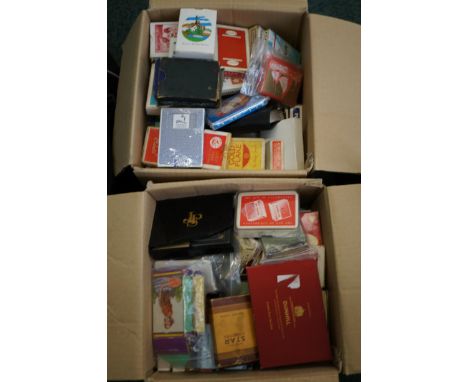 2x Boxes of unsorted vintage playing cards 