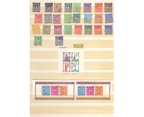 STAMPS : WORLD, stockbook with Germany & USA. Germany inc Allied Occupation 1946 Numeral perf & imperf miniature sheets (cat 