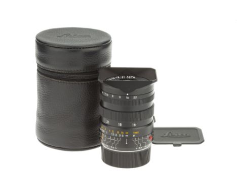 A Leitz Tri-Elmar-M ASPH. f/4 16-18-21mm Lens, 2006, black, serial no. 4061196, body, VG-E, elements, VG-E, complete with len