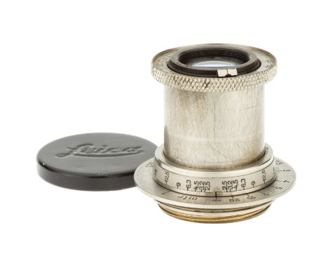 A Leitz Hektor f/2.5 50mm Lens, 1932, nickel, serial no. 94792, body, G, elements, G-VG, some light internal haze and light c