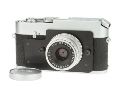 A Leica MDa Post Camera, 1971, chrome, serial no. 1273993, with Leitz Summaron f/2.8 35mm lens, 1969, chrome, serial no. 2312