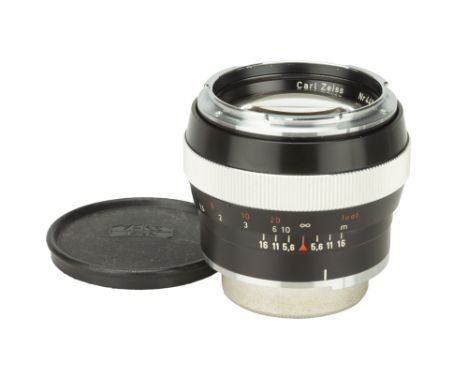 A Carl Zeiss Planar f/1.4 55mm Lens, Contarex, black, serial no. 4499069, body, E, elements, VG, some very light haze