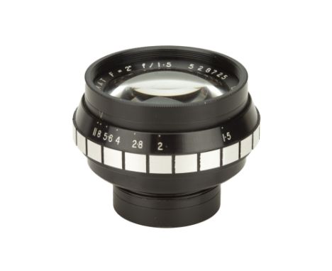 A Dallmeyer Septac f/1.5 2" Lens, black, serial no. 528725, body, VG-E, elements, G-VG, some light cleaning marks to rear ele