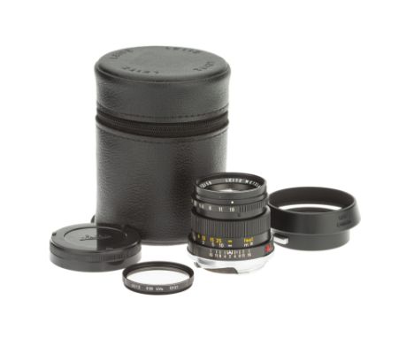 A Leitz Summicron f/2 50mm Lens, 1970, black, serial no. 2386101, body, G, focusing not totally smooth, elements, G-VG, one s