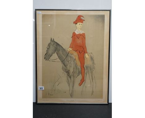 Picasso Print of a Clown on a Horse titled ' Clown a Cheval ', image 58cm x 43cm, framed and glazed 