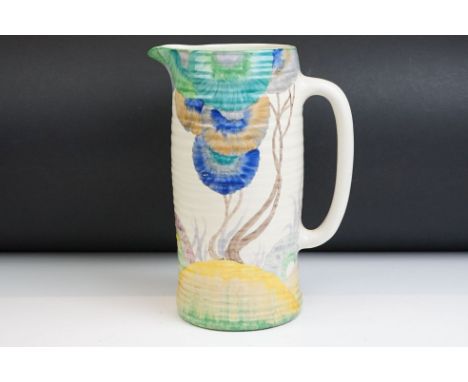Clarice Cliff for Newport Pottery - A large Bizarre Range ' Rhodanthe ' pattern beer or lemonade jug, hand painted with a sty