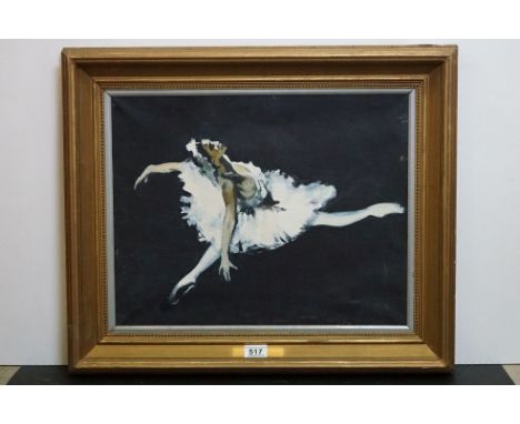 Oil on canvas, a gilt framed portrait of a ballet dancer, approx. 39cm x 49cm 
