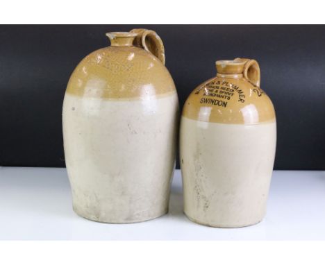 A pair of vintage stoneware bottles to include a Swindon advertising example. 