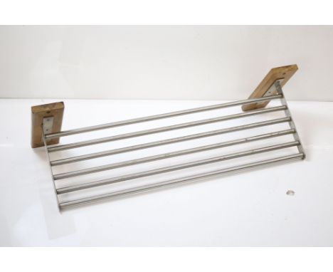 Pine mounted stainless steel luggage shelf, 80cm long 