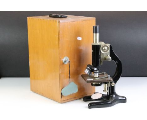 Two vintage microscopes to include a Prior London and a cased Senior example. 