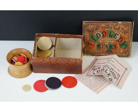 19th century Boxed Jaques of London ' The New Round Game Tiddledy Winks ' with directions leaflet 