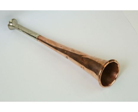 Henry Keats Copper Hunting Horn with nickel mouthpiece, approx 25cm in length. 
