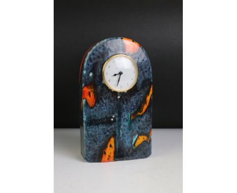 Poole Pottery Tradpots Dome-top Mantle Clock, 22cms high 