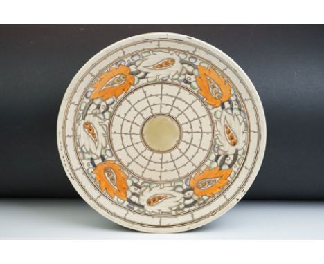 Charlotte Rhead for Crown Ducal - 1930's ' Tarragona ' Charger, pattern no. 5623, approximately 32cm diameter 