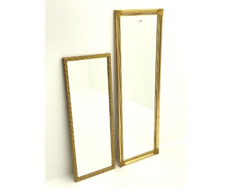 Rectangular portrait wall mirror, bevelled glass and a small mirror