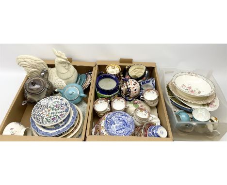 Collections of ceramics including, studio pottery teapot, paragon cup and saucer, Spode's Italian  cup and saucer, Royal Doul