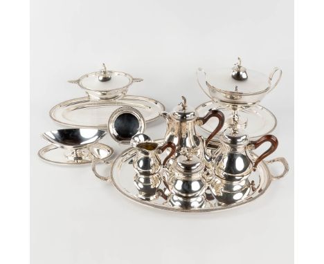 Sivar (Delheid), a silver-plated coffee, tea service, table accessories and serve ware.Decorated with a swan on top of the li