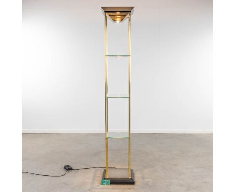 Belgo Chrome, a square etagre with lighting. The second half of the 20th century. (L: 35 x W: 35 x H: 187 cm)