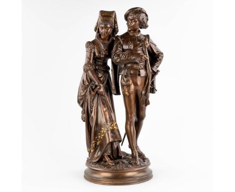 Adrien Etienne GAUDEZ (1845-1902) 'Gentleman and woman' patinated bronze.Signed on the base.Standing on a revolving base.  (H